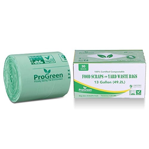 Buy ProGreen 100% Compostable Bags 13 Gallon, 100 Count, Extra Thick 0.87  Mil, Tall Kitchen Compost Trash Bags, Food Scrap Yard Waste Bags, Compost  ASTM D6400 BPI and TUV AUSTRIA Certified Now! Only $