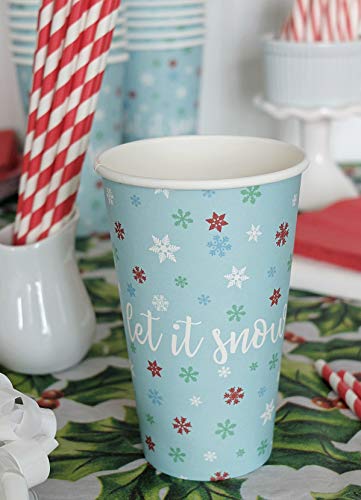 120 Pcs Christmas Plastic Cups Bulk 16 oz - Disposable Snowflake