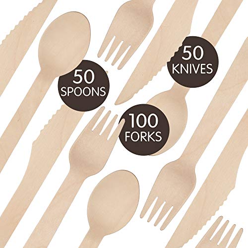 200 Pieces Eco Friendly Wooden Cutlery Set 