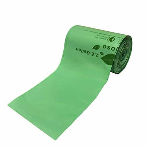 Buy Compostable Trash Bags with handle-tie,Garbage Bags, 2.6 Gallon,Thick  0.91 mils，Food Waste Bags,Small trash bags for compost bin  kitchen,Certified by BPI and OK Compost Now! Only $