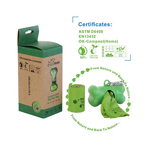 Leak-Proof Plant-Based 250 Dog Poop Bags with Easy-Tie Handles ASTM D6400 Certified Home Compostable Waste Bags for Dogs Pogi's Compostable Poop Bags 