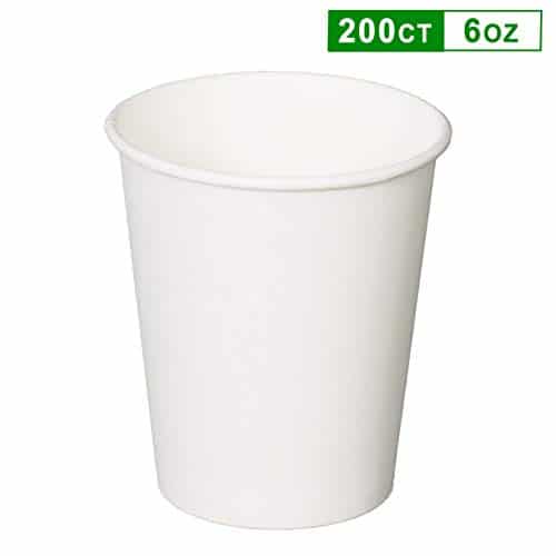 6 oz Disposable Coffee Cups - 6oz Paper Hot Cups - White (70mm) - 1,000 ct, Coffee Shop Supplies, Carry Out Containers