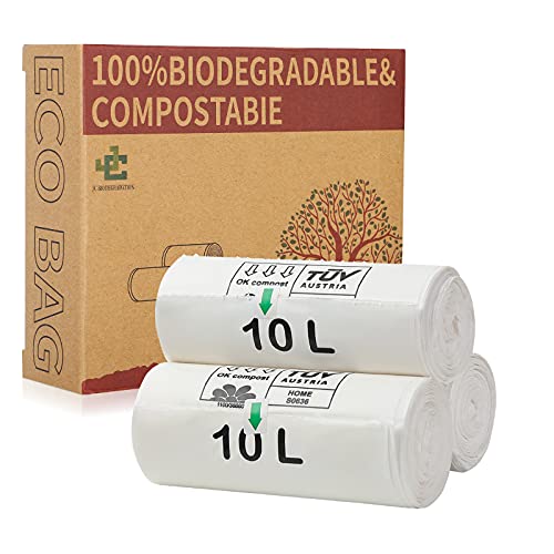 Compostable Trash Bags, 2.6 Gallon, 10 Liter, Extra Thick 0.78 Mils, 100%  Biodegradable Garbage Bags for Kitchen Bathroom Office Car,US BPI ASTM  D6400