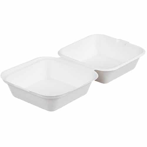 500 Count - Biodegradable 6x6 Take Out Food Containers with Clamshell  Hinged Lid - Eco Friendly Sugarcane Bagasse 100% Compostable, Recyclable,  Togo