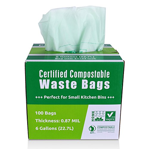 Buy 1.6 Gallon Handle Compostable Trash Bags,6 Liter, 0.67 Mil,100