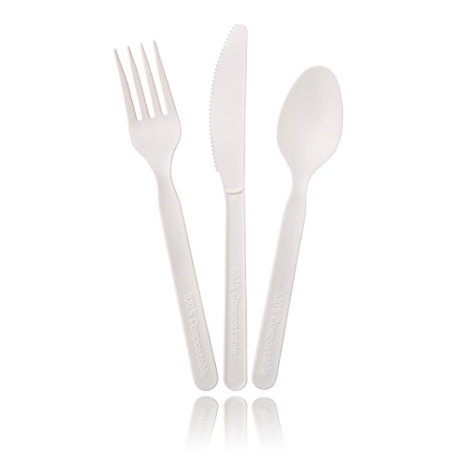 Ivory Disposable Compostable Cutlery Set (100 Sets)