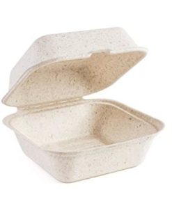 Compostable Hinged Clamshell Containers (Molded Pulp or Bagasse)