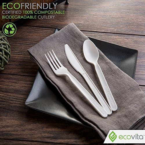 Durable BIO CIRCLE 100% Compostable Soup Spoons,Biodegradable Disposable 100 Set Eco-Friendly and Heat Resistant Utensils for Parties Catering 100 Count, 7 in, Ivory Office & Picnics