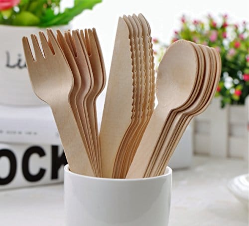 Buy Earth Stix Disposable Wooden Cutlery Set - Natural & Biodegradable ...