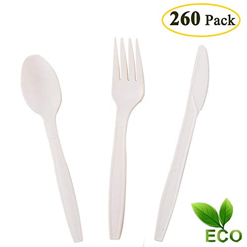Biodegradable Compostable Forks 100% CPLA 160 Pack 7.3 Inch White Disposable Biodegradable Cutlery Set 8.3 Pounds Heavyweight Durable Eco-Friendly and Heat Resistant Forks 