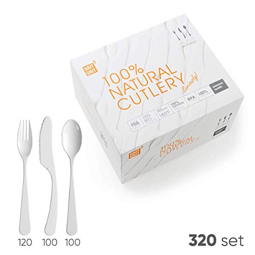 XKJFZ Crockery Naturally Compostable Disposable Cutlery Eco-Friendly Durable Resistant To Heat Domestic 300pcs