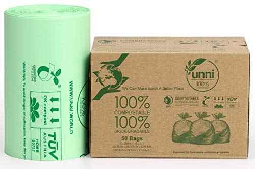Eyliden 100% Compostable Trash Bags - 100 Count 30 Gallon(113L) Tall Kitchen Garbage Bags, Fallen Leaf Bag, Medium Wastebasket Bags for Yard Home