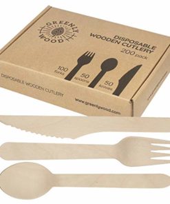 3 Packs of 100 pcs 300 pcs total KingSeal FSC Certified Disposable Wood Cutlery Knife Biodegradable and Earth Friendly 6.5 Inch Length 