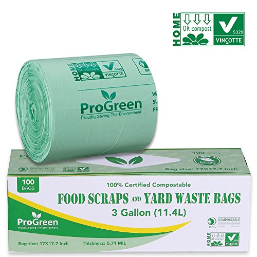 Trash Bags Compostable Biodegradable Green Small Kitchen Trash Bags 100 Pack 