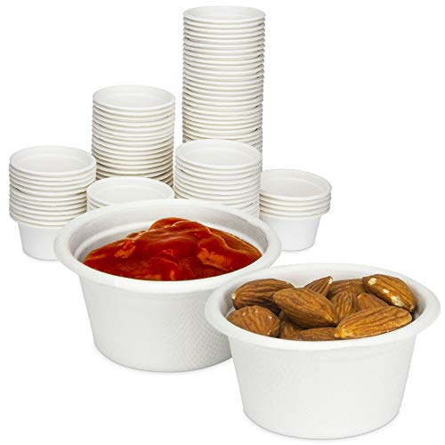 Eco Friendly Hot Sauce Containers 2oz 4oz Takeaway Bagasse Sauce
