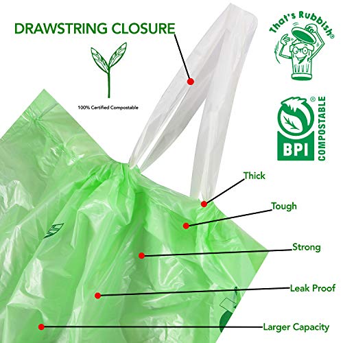 Details about   Compostable Trash Bags 100%-13 Gallon/49.2 Liter-50 Counts Food/GardenWaste Bags 