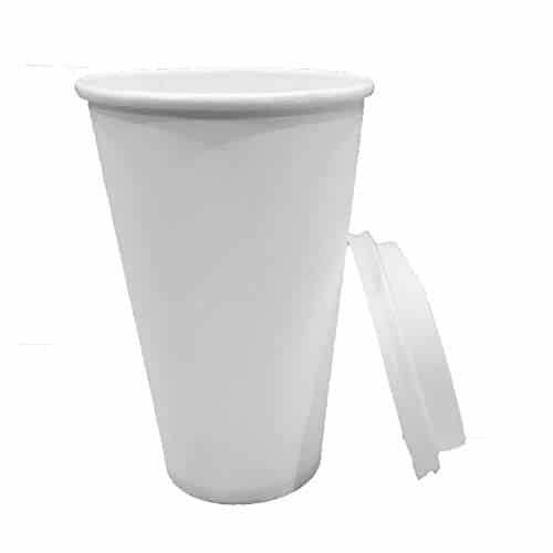 Choice 12 oz. White Poly Paper Cold Cup and Flat Straw Slot Lid - 100/Pack
